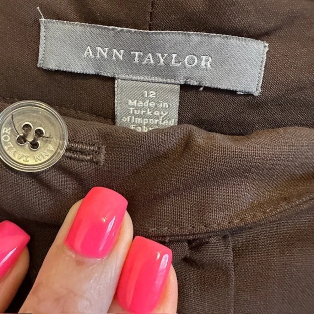 Ann Taylor Women's Brown Dress Pants Wool Blend Wide Leg 12 Career‎